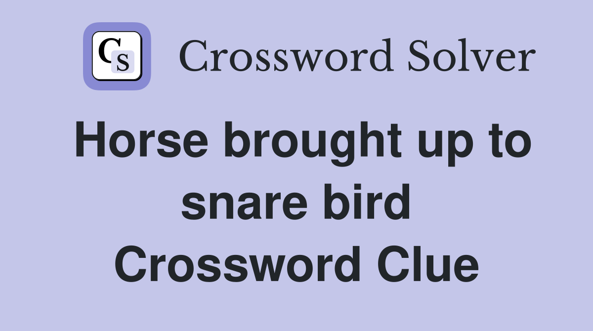 Horse brought up to snare bird Crossword Clue Answers Crossword Solver